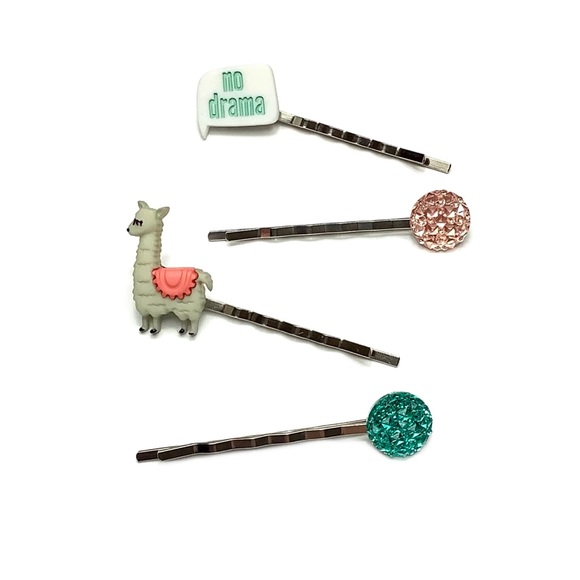 No Drama Llama Bobby Pin Hair Accessory 4pc Set - Picture 3 of 6